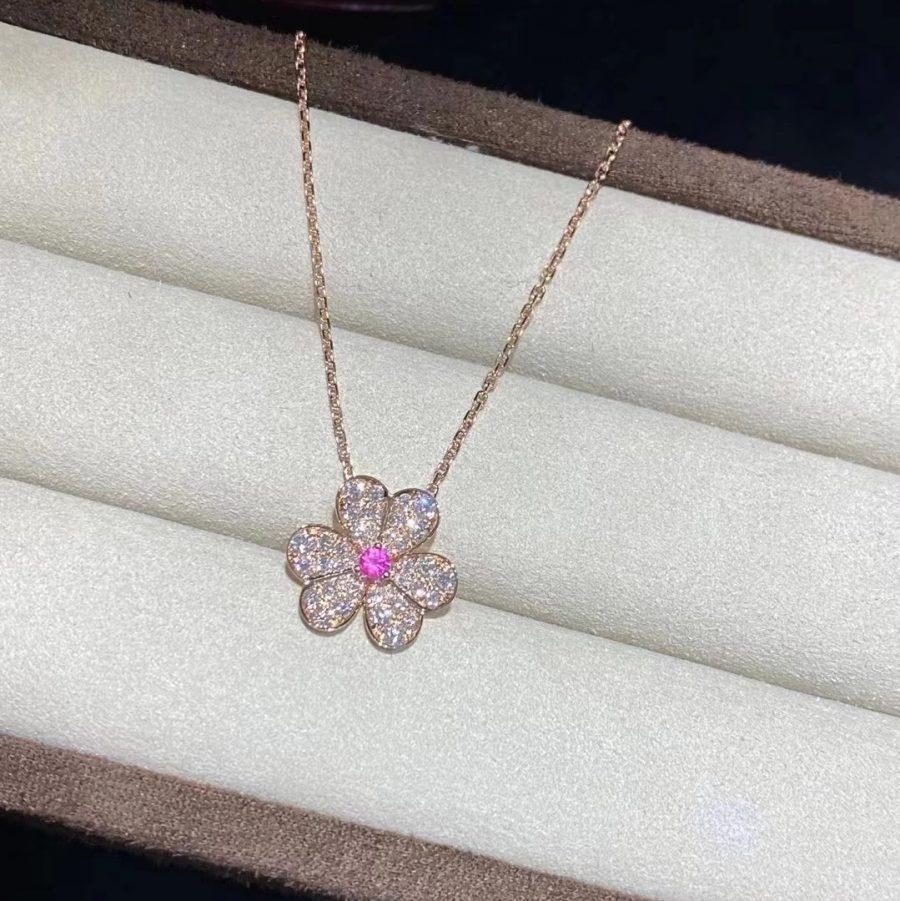 [LUXORA]FRIVOLE ROSE GOLD FLOWER DIAMOND NECKLACE