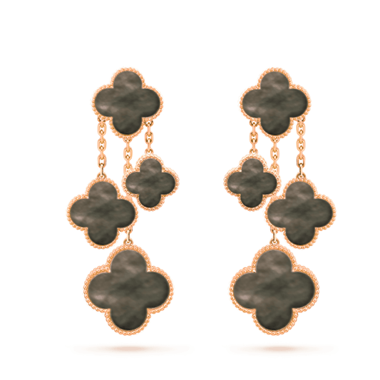 [LUXORA]CLOVER EARRINGS DARK MOP 4 MOTIFS ROSE GOLD