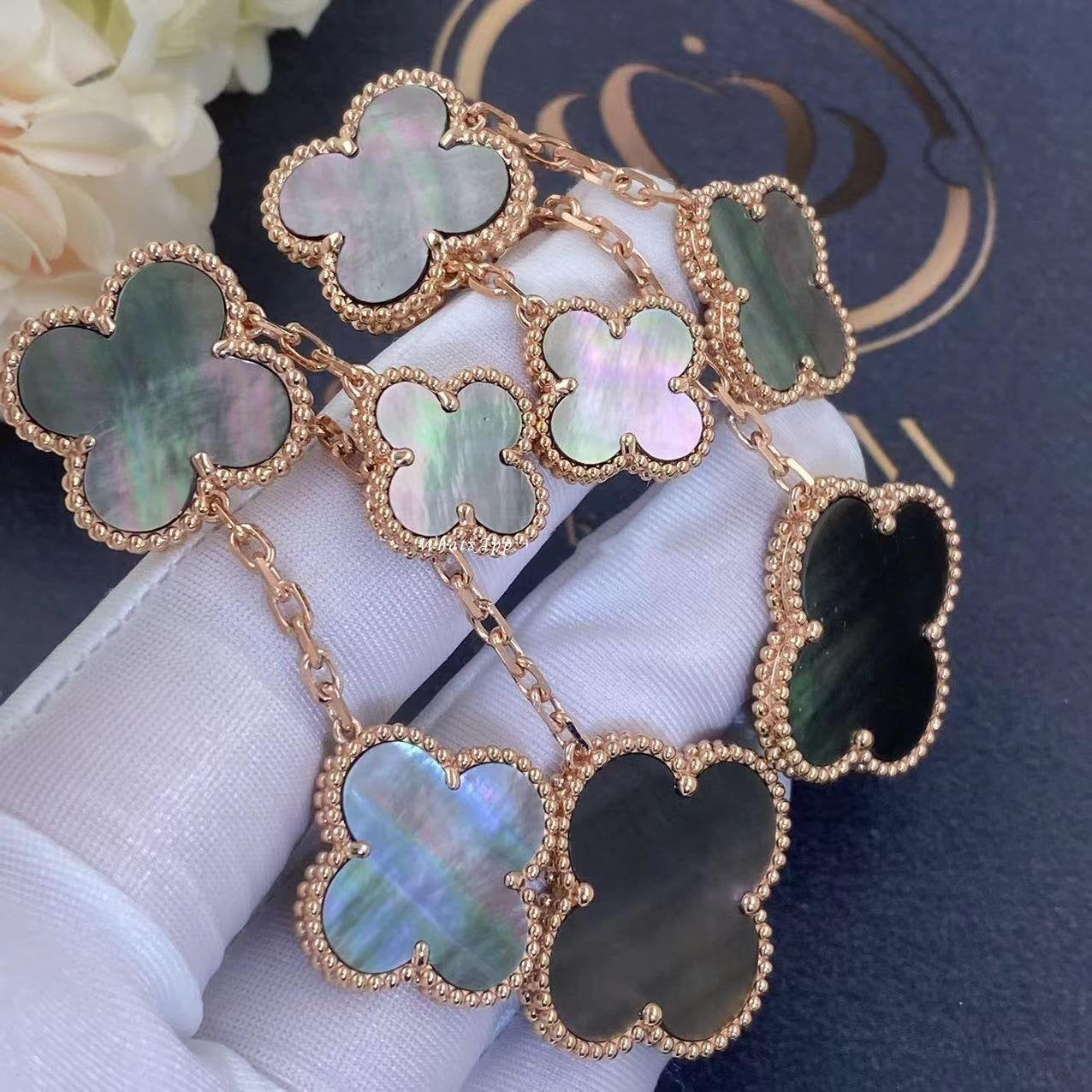 [LUXORA]CLOVER EARRINGS DARK MOP 4 MOTIFS ROSE GOLD