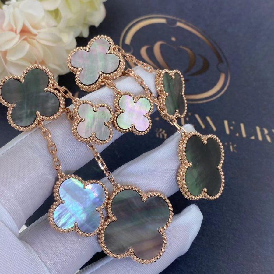[LUXORA]CLOVER EARRINGS DARK MOP 4 MOTIFS ROSE GOLD