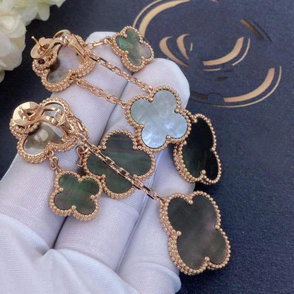 [LUXORA]CLOVER EARRINGS DARK MOP 4 MOTIFS ROSE GOLD