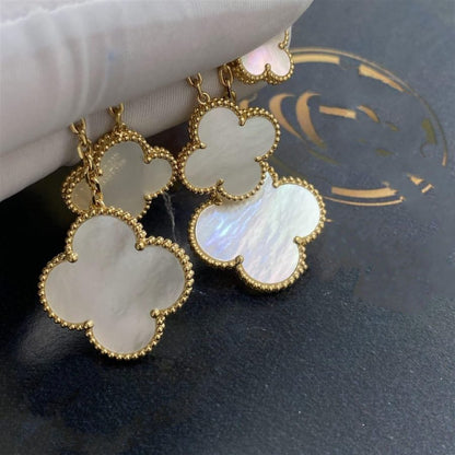 [LUXORA]CLOVER EARRINGS WHITE MOP 4 MOTIFS GOLD