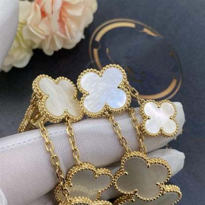 [LUXORA]CLOVER EARRINGS WHITE MOP 4 MOTIFS GOLD
