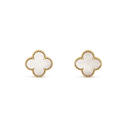 [LUXORA]CLOVER MEDIUM 1 MOTIFS  WHITE MOP STUD EARRINGS
