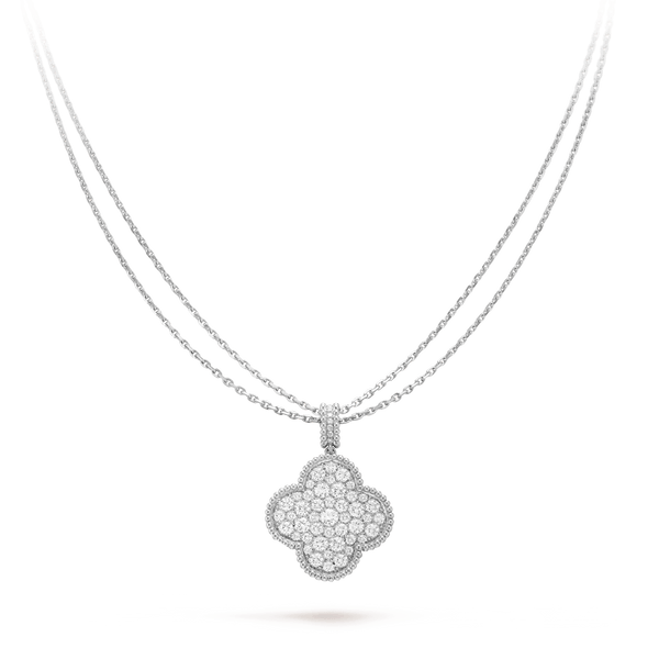 [LUXORA]CLOVER 25MM SILVER FULL DIAMOND BIG CLOVER NECKLACE