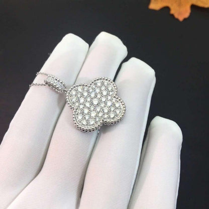 [LUXORA]CLOVER 25MM SILVER FULL DIAMOND BIG CLOVER NECKLACE