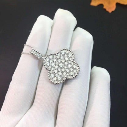 [LUXORA]CLOVER 25MM SILVER FULL DIAMOND BIG CLOVER NECKLACE
