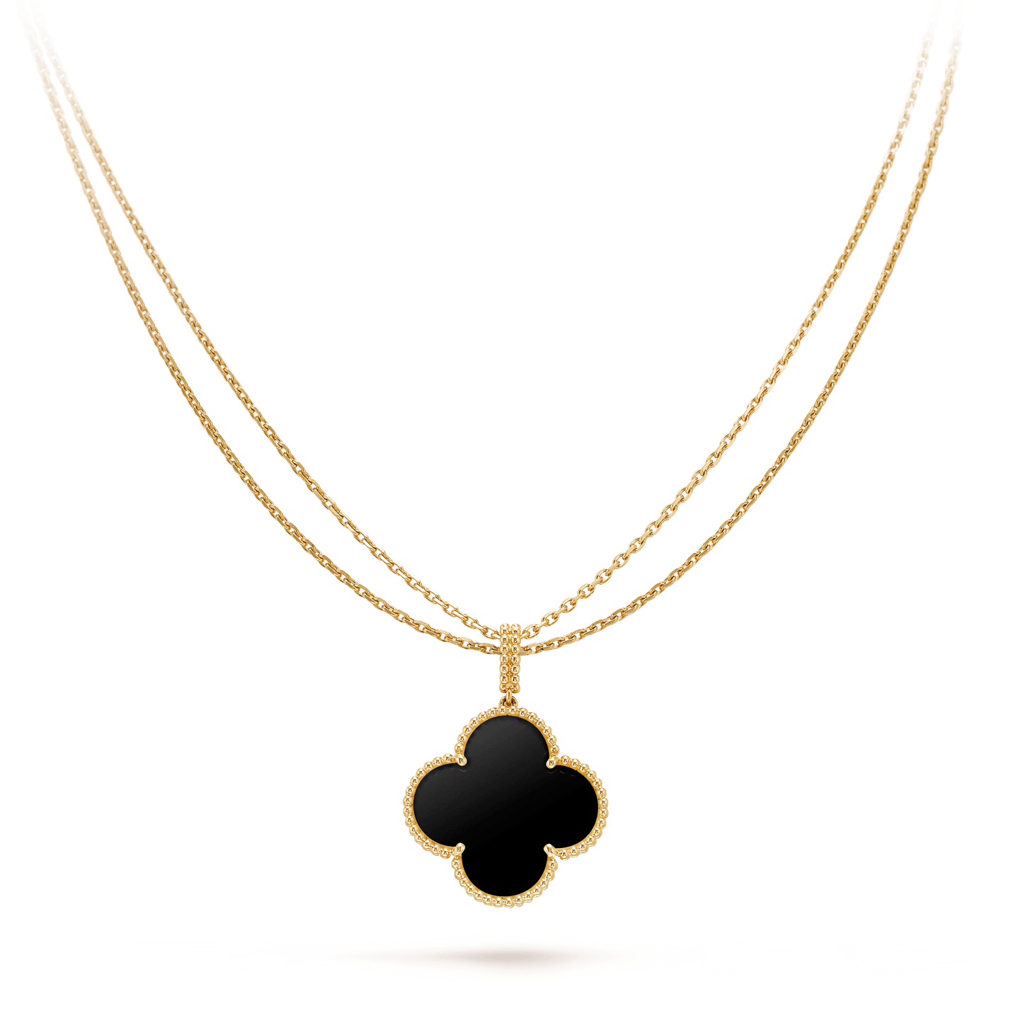 [LUXORA]CLOVER 25MM GOLD ONYX BIG CLOVER NECKLACE