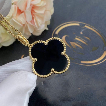 [LUXORA]CLOVER 25MM GOLD ONYX BIG CLOVER NECKLACE