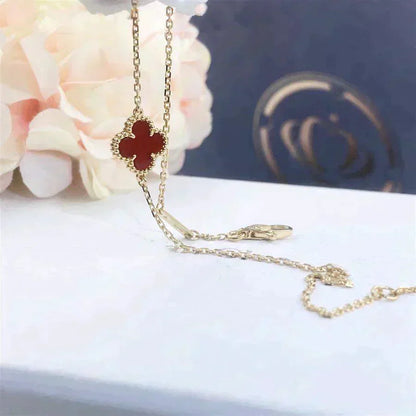 [LUXORA]CLOVER  CARNELIAN SINGLE FLOWER BRACELET
