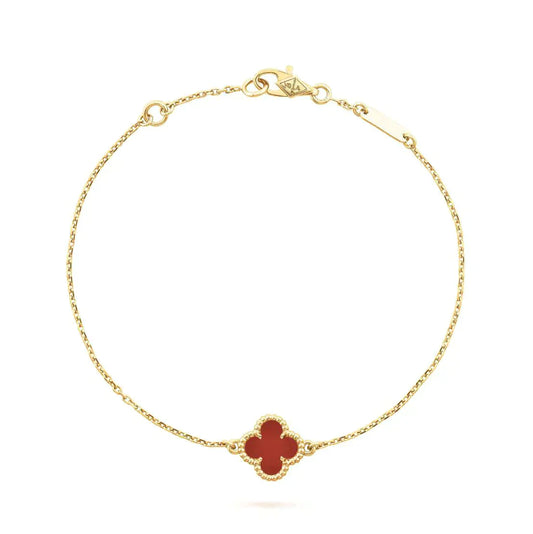[LUXORA]CLOVER  CARNELIAN SINGLE FLOWER BRACELET