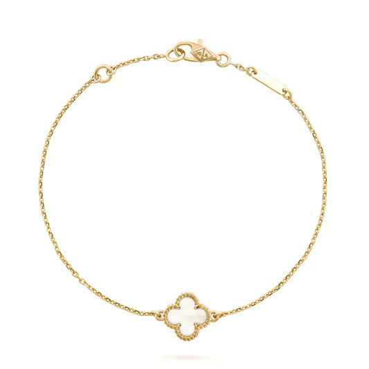 [LUXORA]CLOVER WHITE MOP SINGLE FLOWER BRACELET
