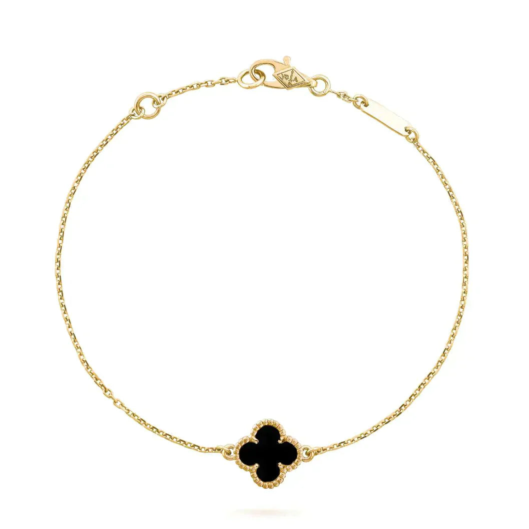 [LUXORA]CLOVER ONYX SINGLE FLOWER BRACELET