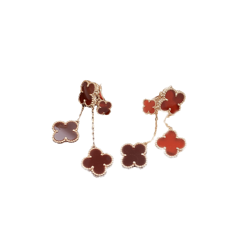 [LUXORA]CLOVER EARRINGS CARNELIAN 4 MOTIFS PINK GOLD