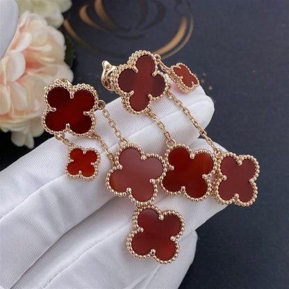 [LUXORA]CLOVER EARRINGS CARNELIAN 4 MOTIFS PINK GOLD
