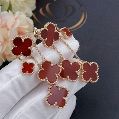 [LUXORA]CLOVER EARRINGS CARNELIAN 4 MOTIFS PINK GOLD