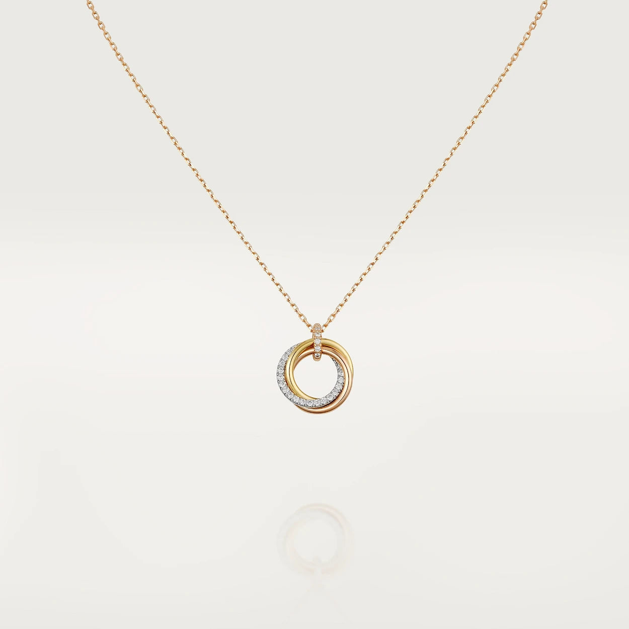 [LUXORA]TRINITY NECKLACE SILVER GOLD PINK GOLD DIAMONDS