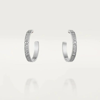 [LUXORA]LOVE DIAMOND SILVER HOOP EARRINGS