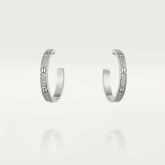 [LUXORA]LOVE DIAMOND SILVER HOOP EARRINGS
