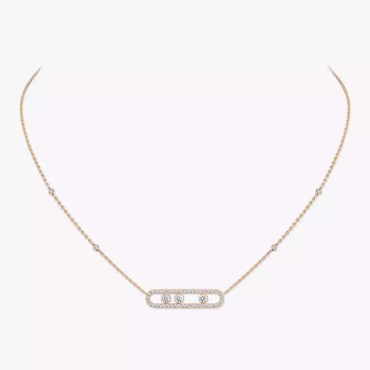 [LUXORA] Move Pave_ Rose Gold Diamond Necklace