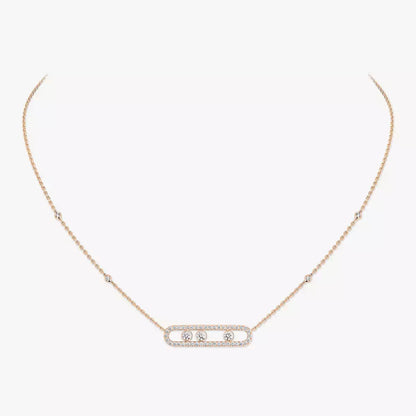[LUXORA] Move Pave_ Rose Gold Diamond Necklace