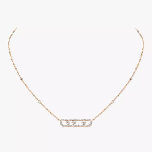 [LUXORA] Move Pave_ Rose Gold Diamond Necklace