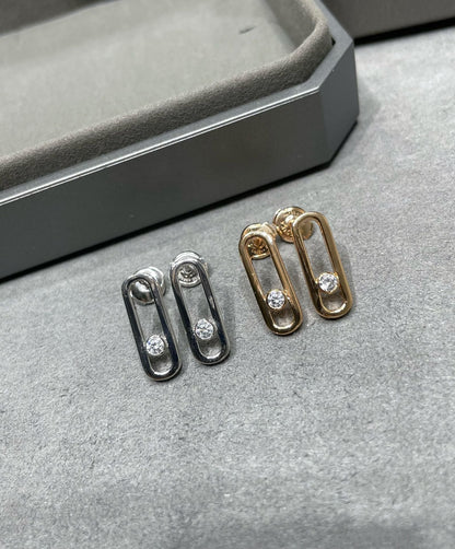 [LUXORA]MOVE UNO SMALL 1 DIAMOND EARRINGS
