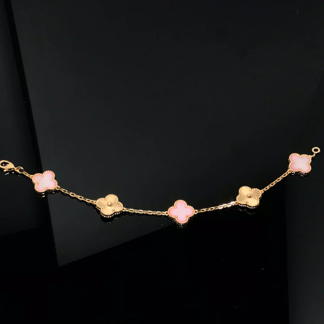 [LUXORA] CLOVER 5 MOTIFS  PINK MOP BRACELET COLLECTION