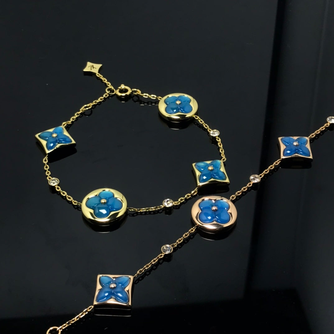 [LUXORA]STAR AND SUN 4 MOTIF BLUE BRACELET