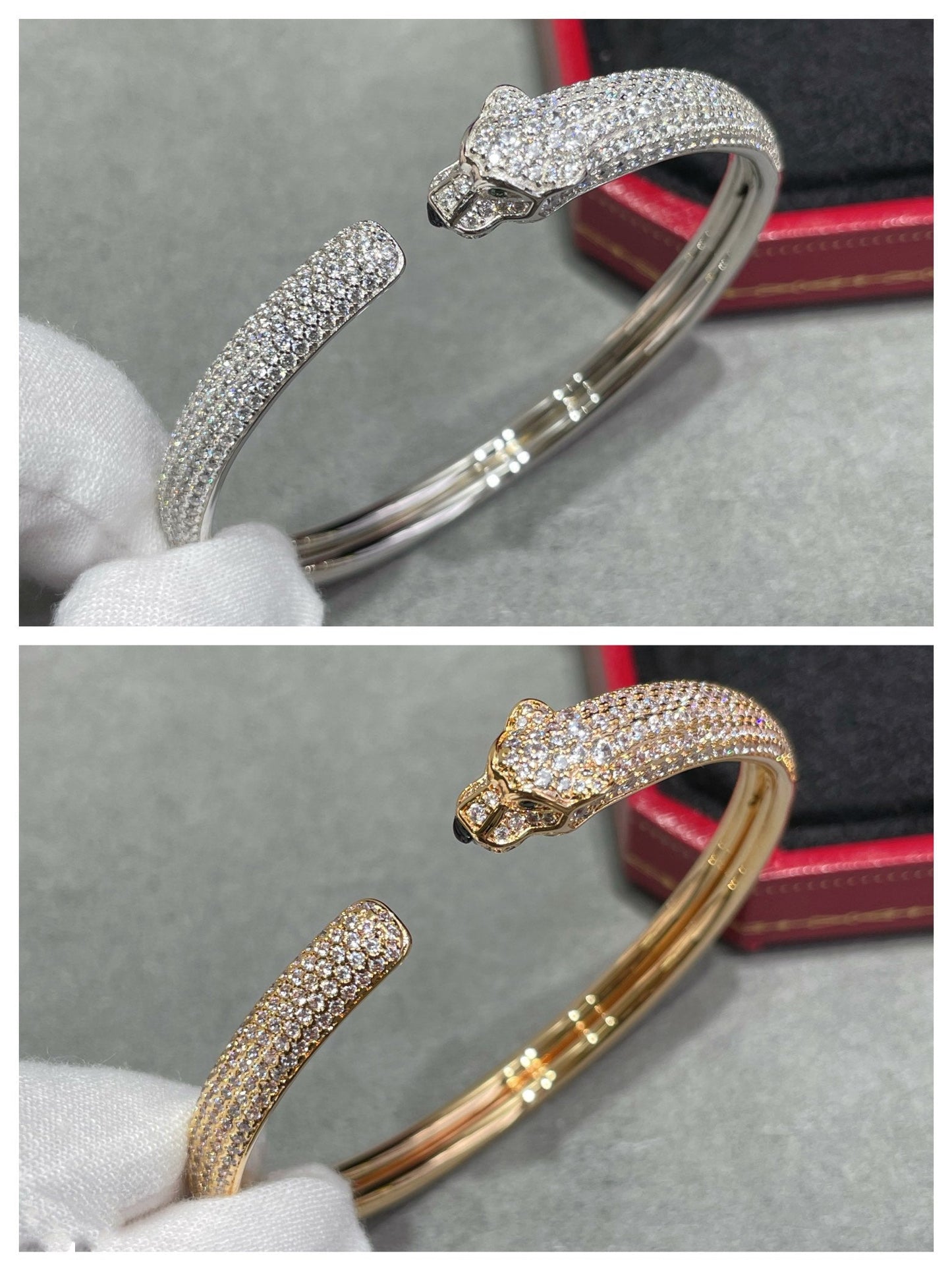[LUXORA]PANTHERE FULL DIAMOND OPEN BRACELET