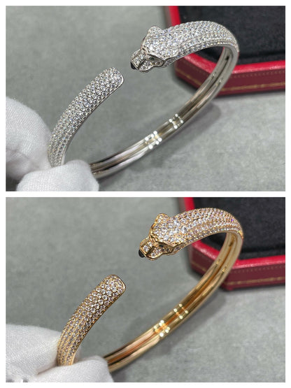 [LUXORA]PANTHERE FULL DIAMOND OPEN BRACELET
