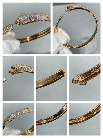 [LUXORA]PANTHERE FULL DIAMOND OPEN BRACELET
