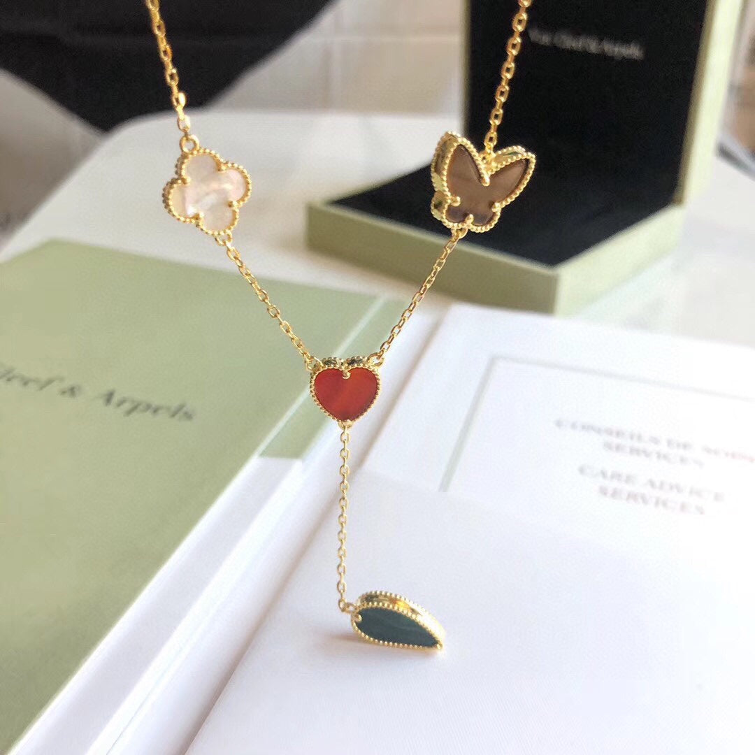 [LUXORA]LUCKY SPRING 4 MOTIFS ROSE GOLD NECKLACE