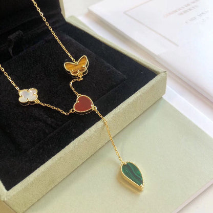 [LUXORA]LUCKY SPRING 4 MOTIFS ROSE GOLD NECKLACE