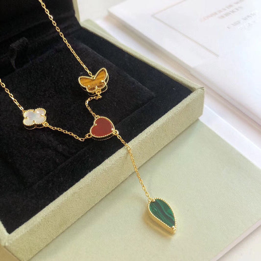 [LUXORA]LUCKY SPRING 4 MOTIFS ROSE GOLD NECKLACE