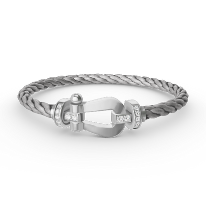 [LUXORA]FORCE LARGE HORSESHOE HALF DIAMOND BRACELET SILVER
