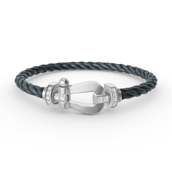 [LUXORA]FORCE LARGE HORSESHOE HALF DIAMOND BRACELET SILVER