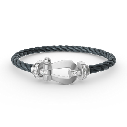 [LUXORA]FORCE LARGE HORSESHOE HALF DIAMOND BRACELET SILVER