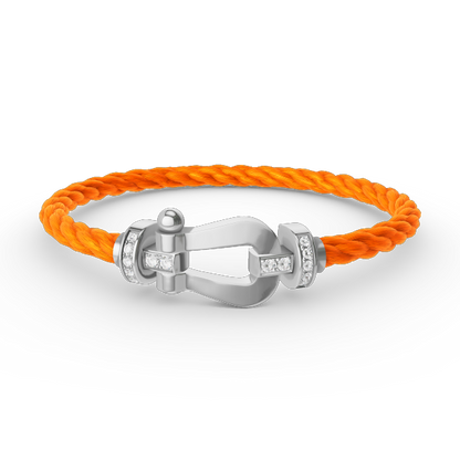 [LUXORA]FORCE LARGE HORSESHOE HALF DIAMOND BRACELET SILVER