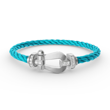 [LUXORA]FORCE LARGE HORSESHOE HALF DIAMOND BRACELET SILVER