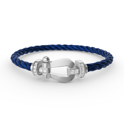 [LUXORA]FORCE LARGE HORSESHOE HALF DIAMOND BRACELET SILVER