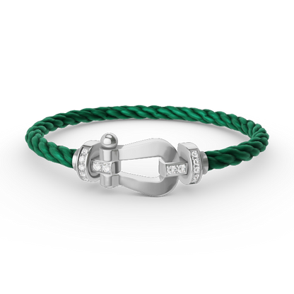 [LUXORA]FORCE LARGE HORSESHOE HALF DIAMOND BRACELET SILVER