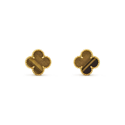 [LUXORA]CLOVER MEDIUM 1 MOTIFS TIGER EYE EARRINGS