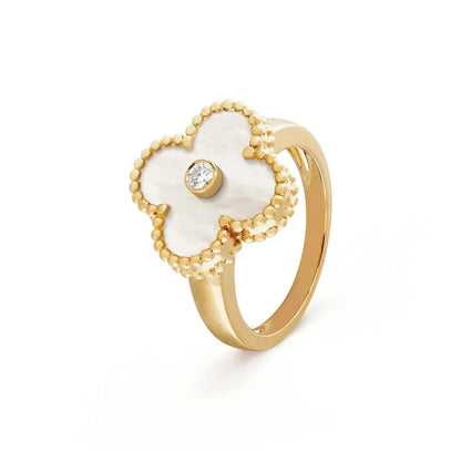 [LUXORA]CLOVER PINK MOP RING GOLD DIAMOND