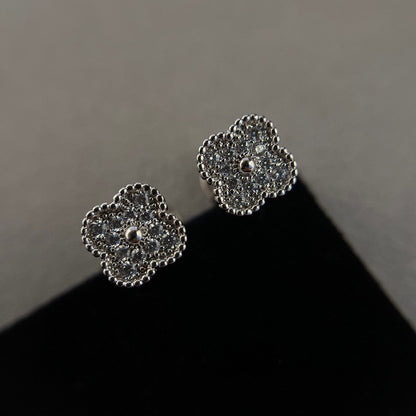 [LUXORA]CLOVER MINI DIAMOND STUD EARRINGS